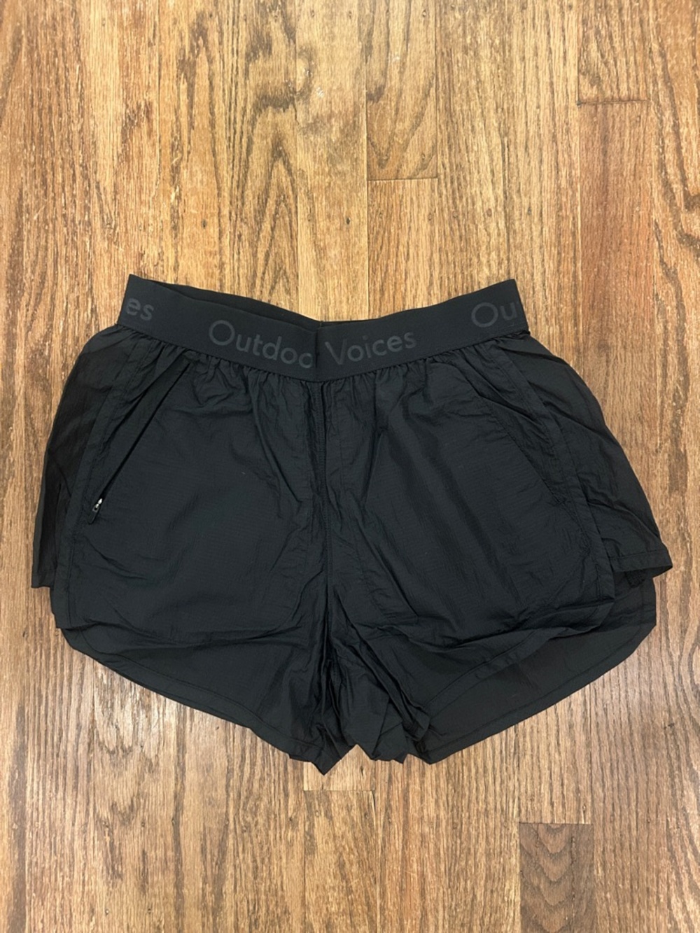 Outdoor Voices Relay black nylon shorts, size XS